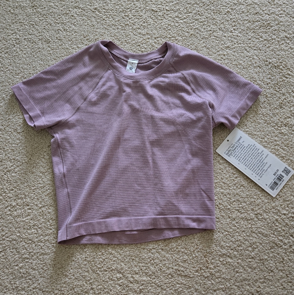 Lululemon swiftly tech cropped short sleeve shirt 4 rose blush